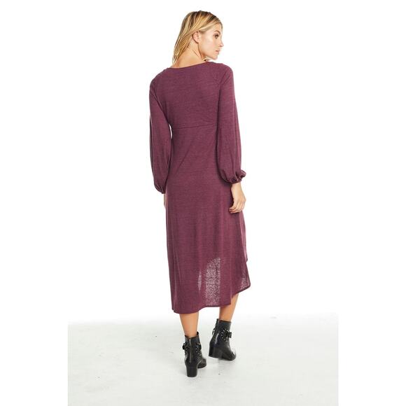 Chaser Triblend Blouson Sleeve Hi-Lo Midi Dress M - Picture 9 of 9